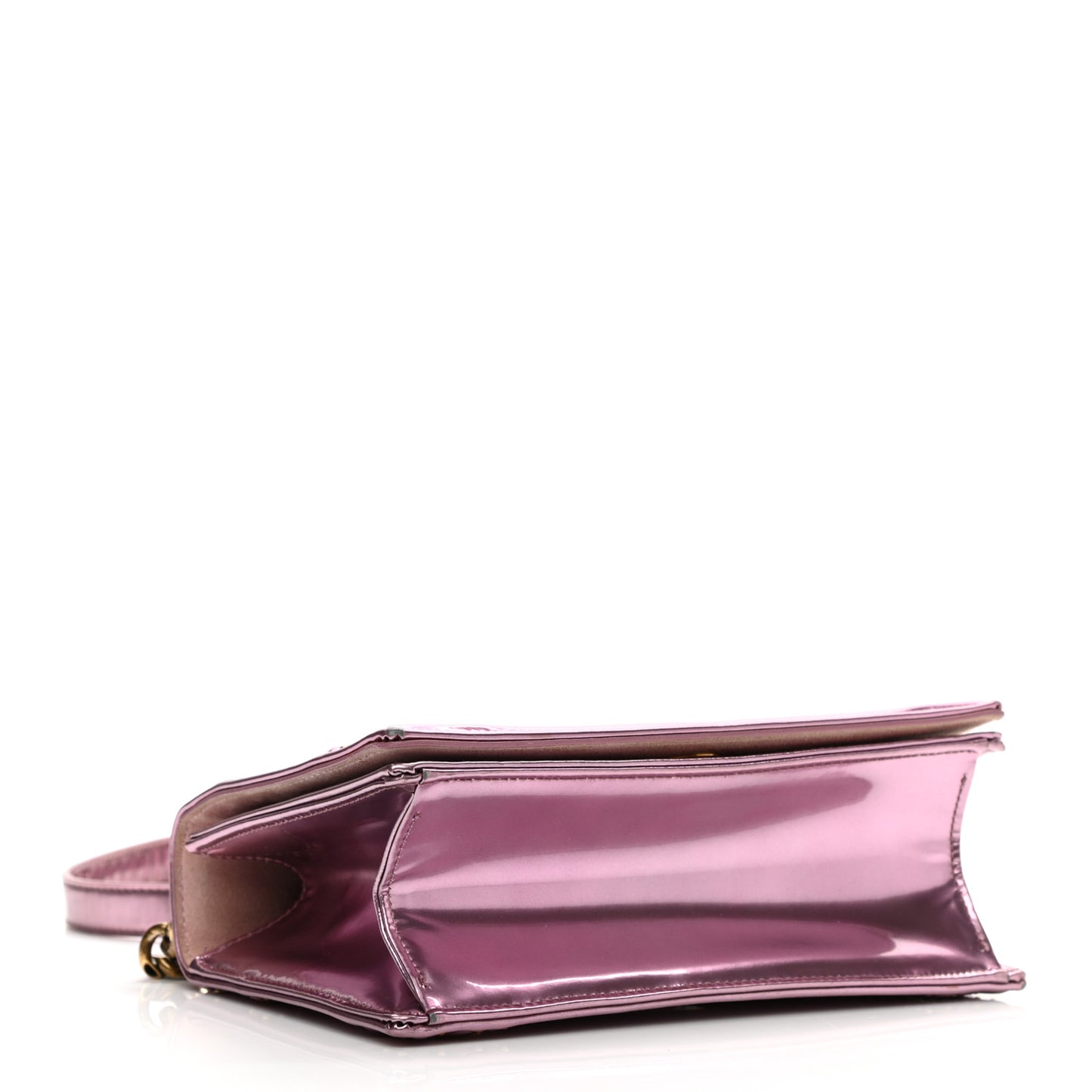 Metallic Patent Studded Small Diorama Flap Bag Pink