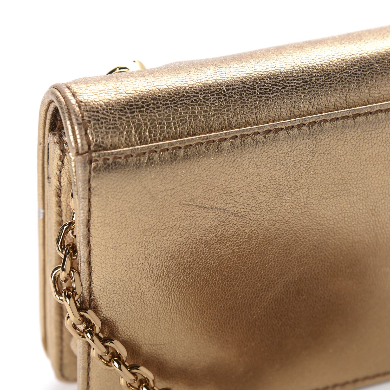 MCM Metallic Calfskin Swarovski Crystal Romantic Chandelier Crossbody Clutch Gold 11 of 12