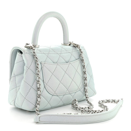 Chanel Iridescent Caviar Quilted Extra Mini Coco Handle Flap Light Blue 3 of 11