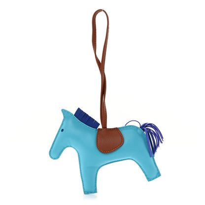 Hermes Milo Lambskin Grigri Rodeo Horse Bag Charm GM Bleu Azteque Bleu Electrique Fauve 1 of 4