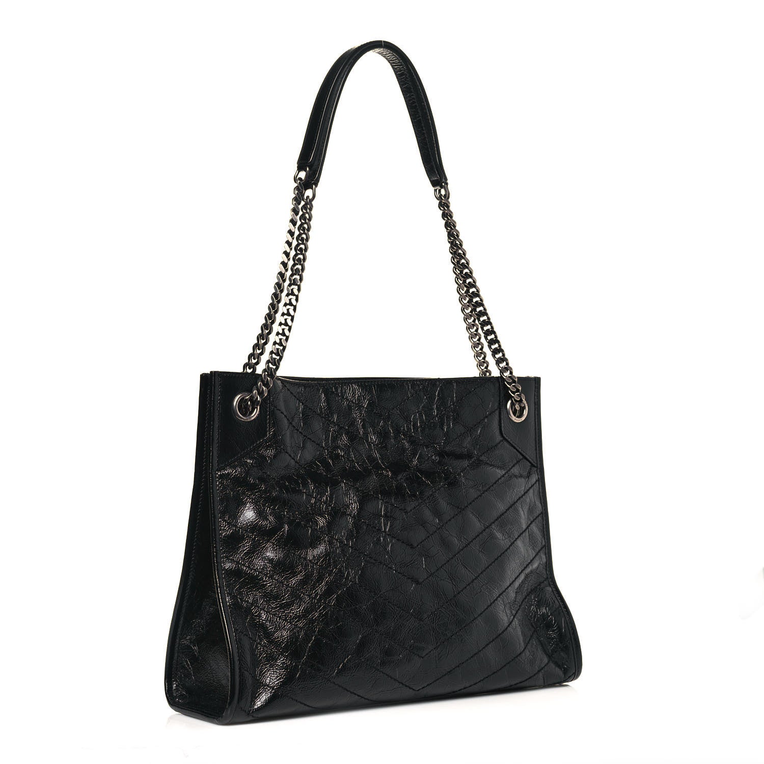Saint Laurent Crinkled Calfskin Matelasse Monogram Medium Niki Shopper Tote Black 3 of 12