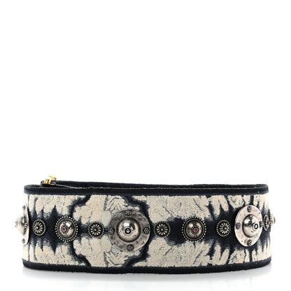 Christian Dior Canvas Embroidered Studded Tie Dye Shoulder Strap Blue 2 of 6