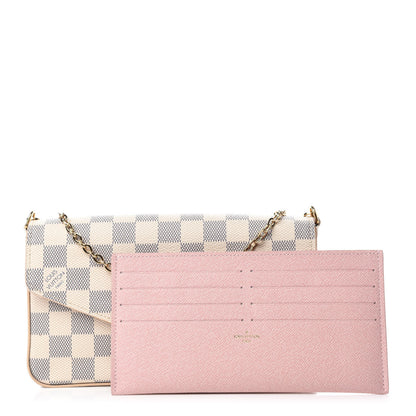 Louis Vuitton Damier Azur Pochette Felicie Chain Wallet Rose Ballerine 3 of 12