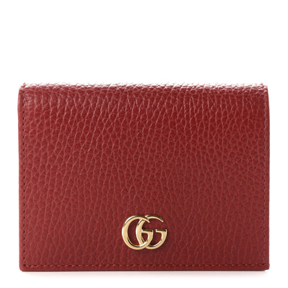 Gucci Pebbled Calfskin GG Marmont Card Case Hibiscus Red 1 of 7
