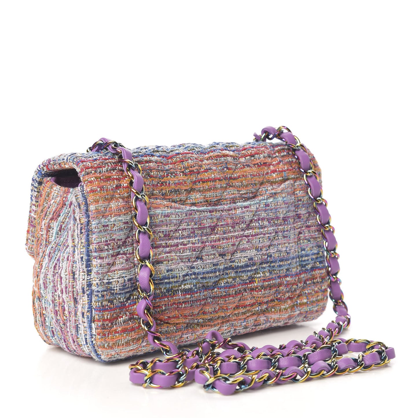 Tweed Quilted Mini Rectangular Flap Blue Pink Orange