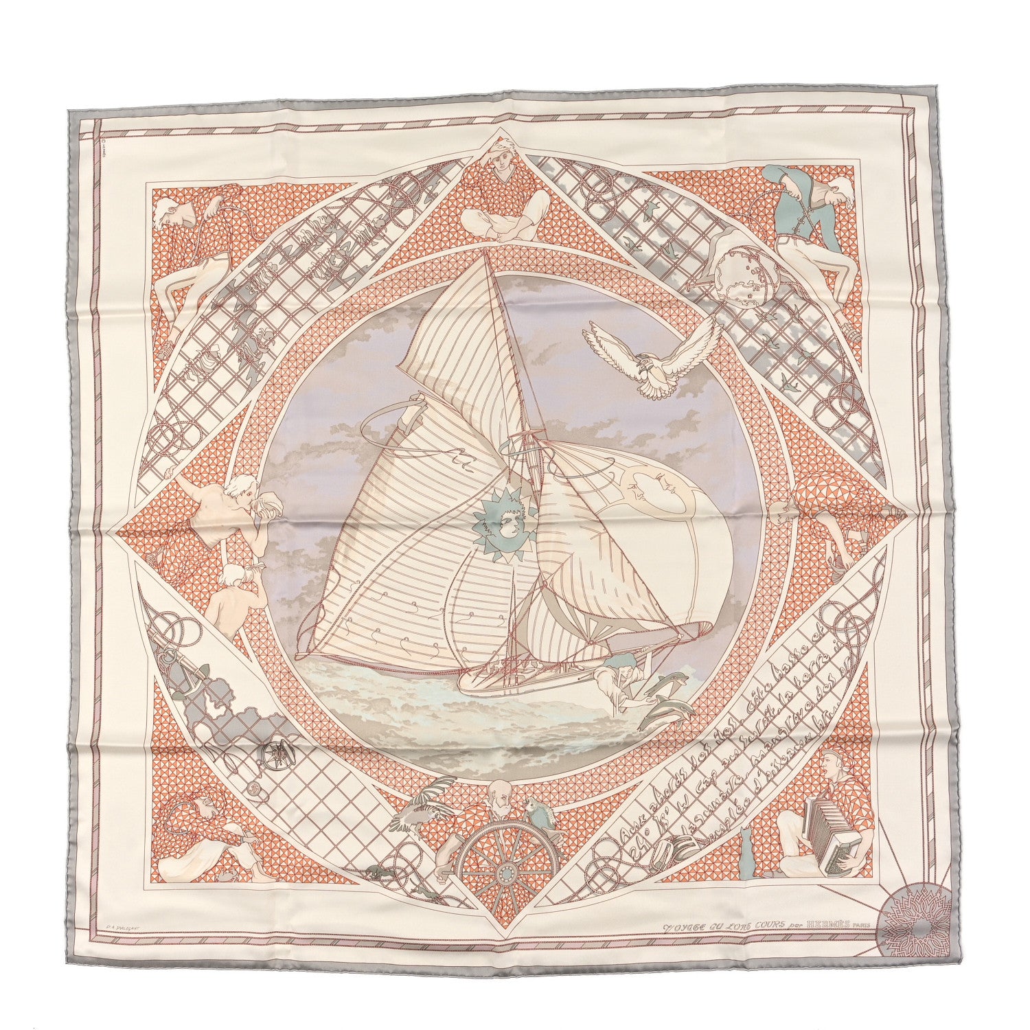 Hermes Silk Voyage Au Long Cours Scarf 90 1 of 3