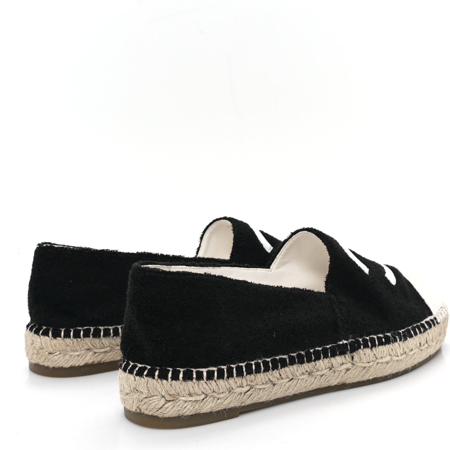 Cotton Lambskin CC Espadrilles 41 Black White