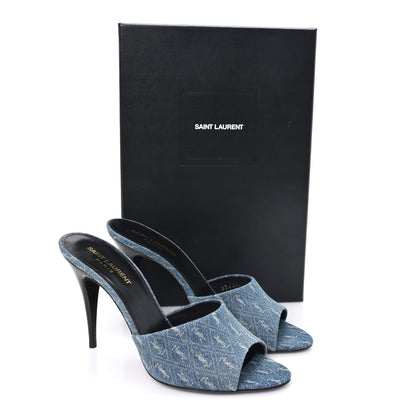 Saint Laurent Denim Monogram La 16 Mule Sandals 39 Blue Jeans 10 of 10