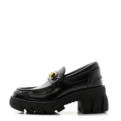 Gucci Magnum Calfskin Nappa Samoa Womens Horsebit Platform Chunky Lug Sole 40mm Loafers 35 Black 1 of 7
