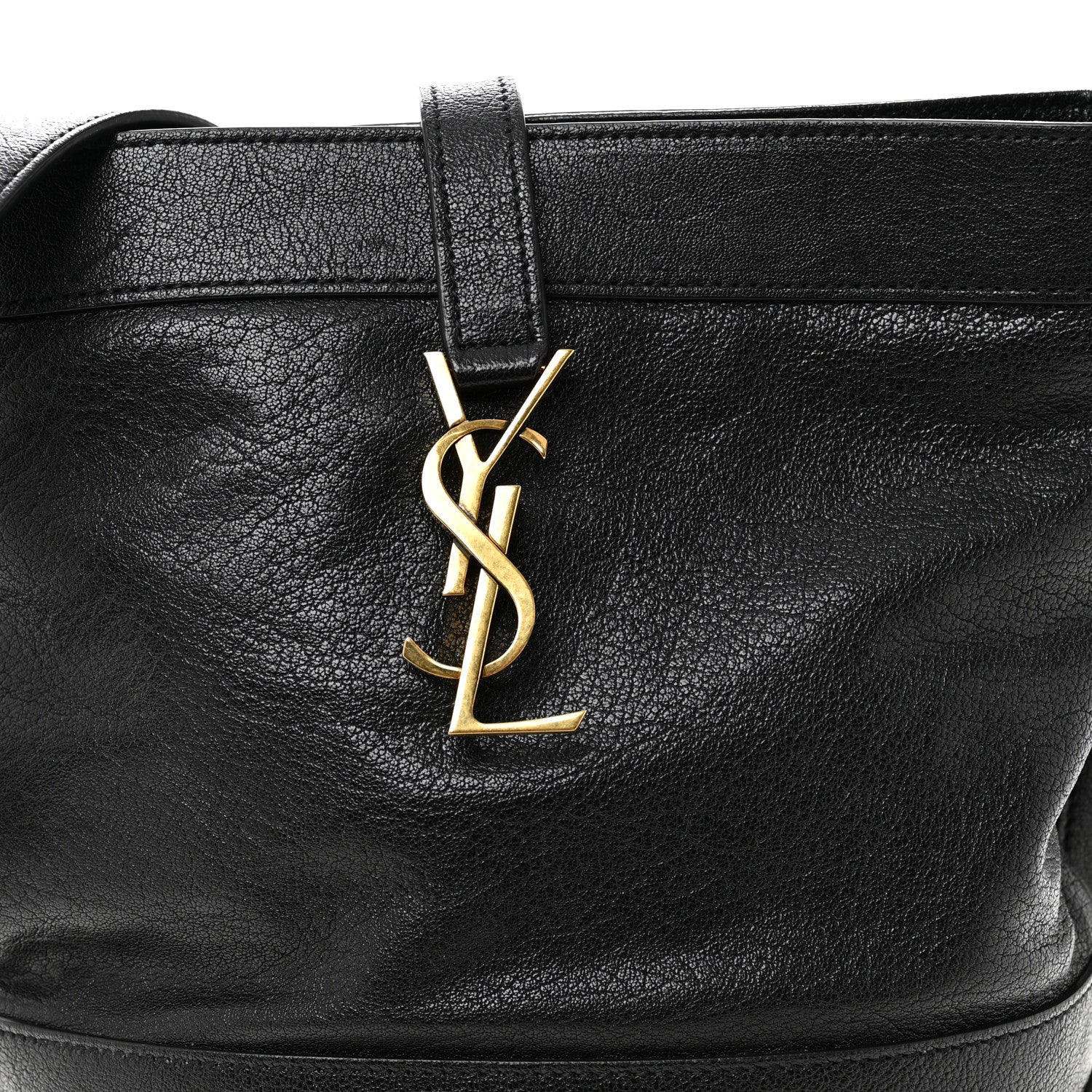 Saint Laurent Lambskin Seau Fermoir Bucket Bag Black 8 of 10