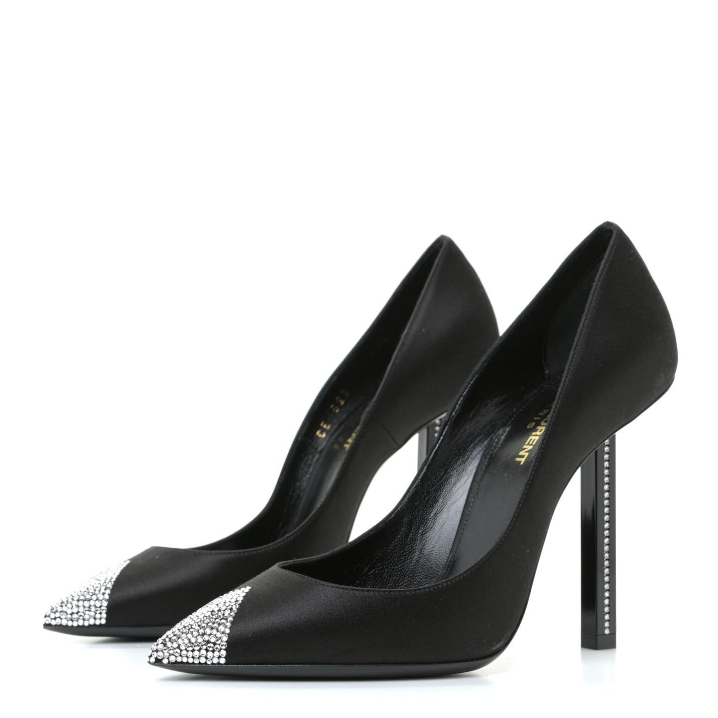 Satin Crystal Embellished Tower 110 Pump 37.5 Black
