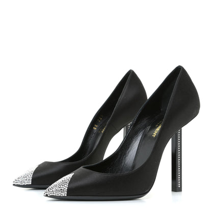 Saint Laurent Satin Crystal Embellished Tower 110 Pump 37.5 Black 4 of 20