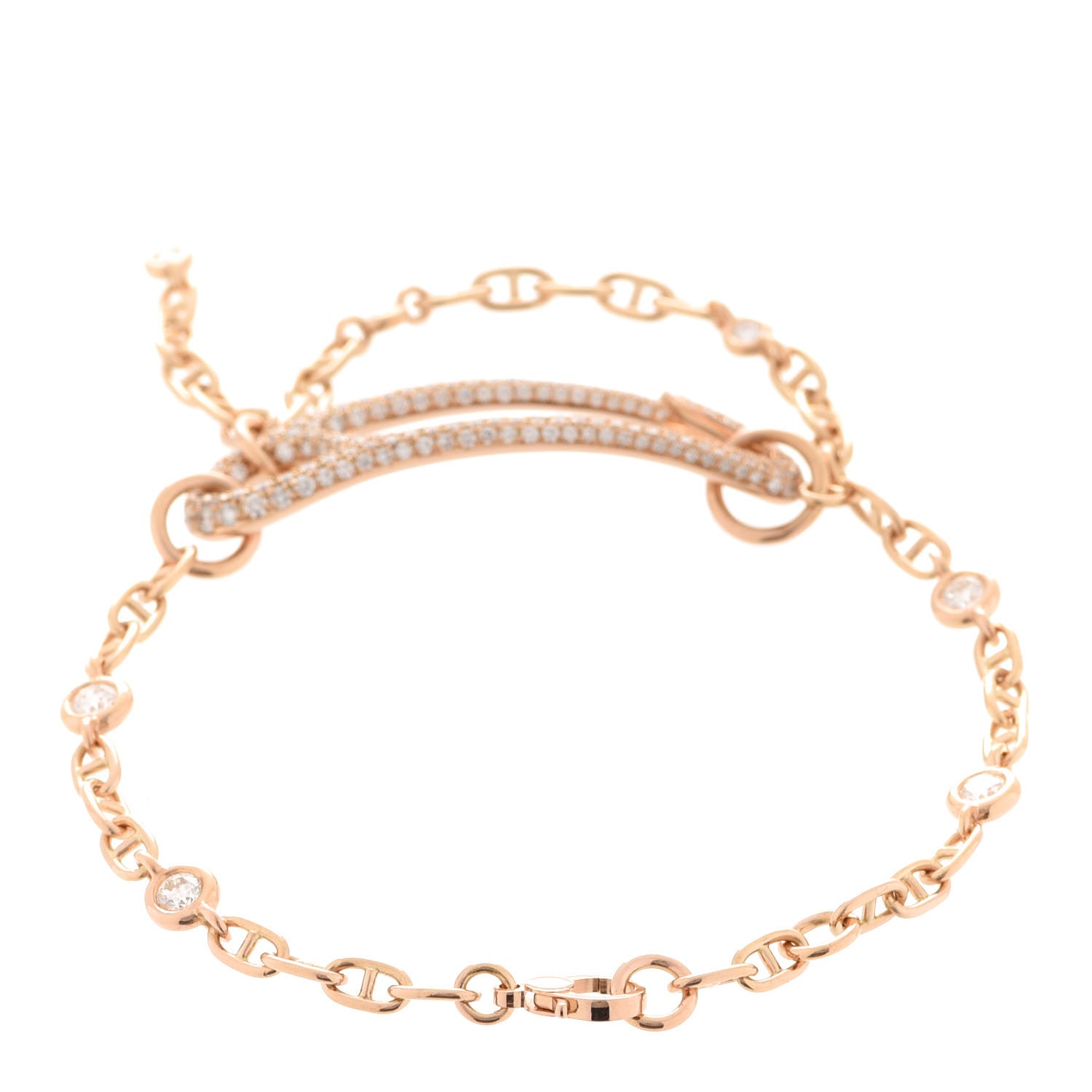 Hermes 18K Yellow Gold Diamond Pave MM Chaine D'Ancre Punk Bracelet ST 3 of 6