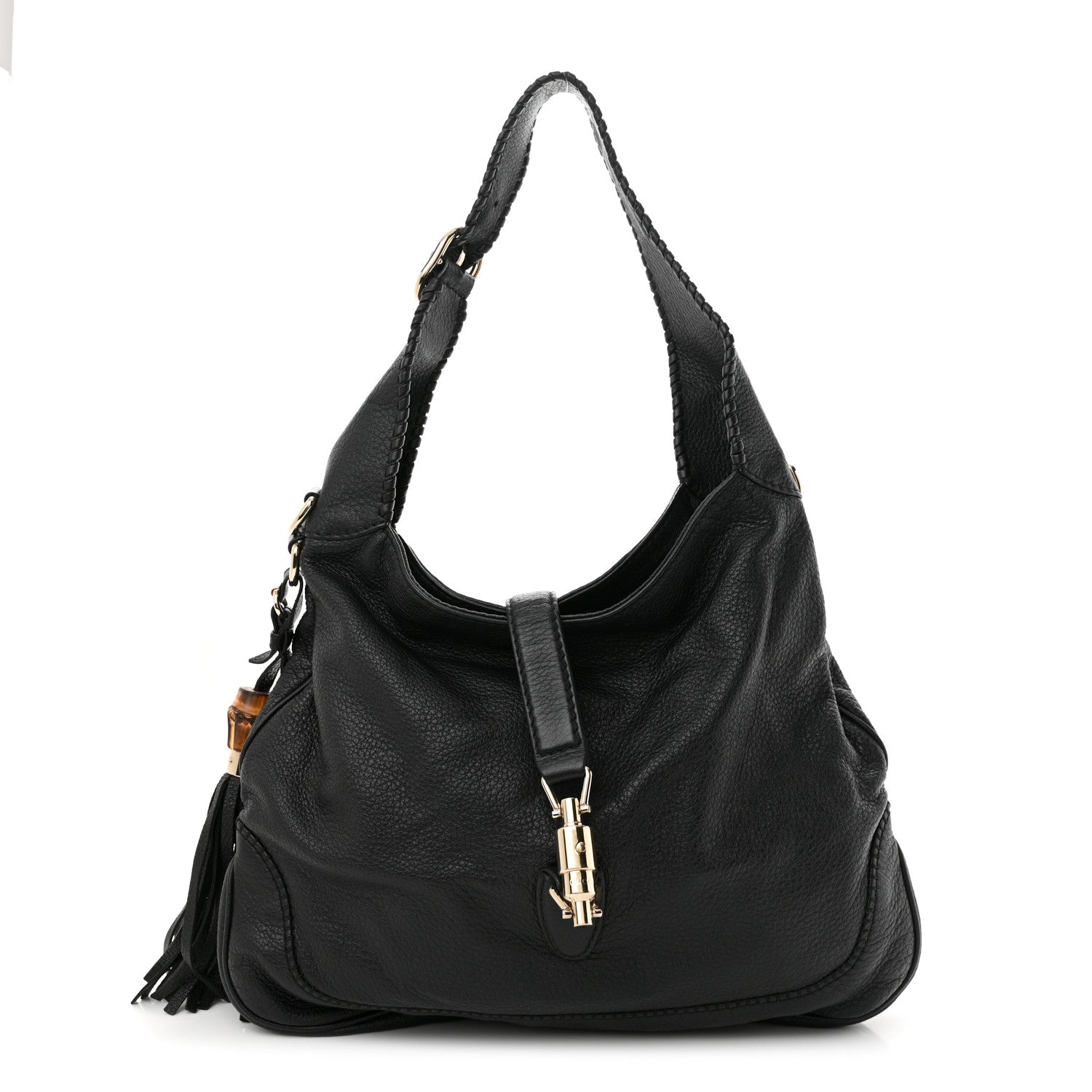 Gucci Pebbled Calfskin Medium New Jackie Shoulder Bag Black 1 of 11