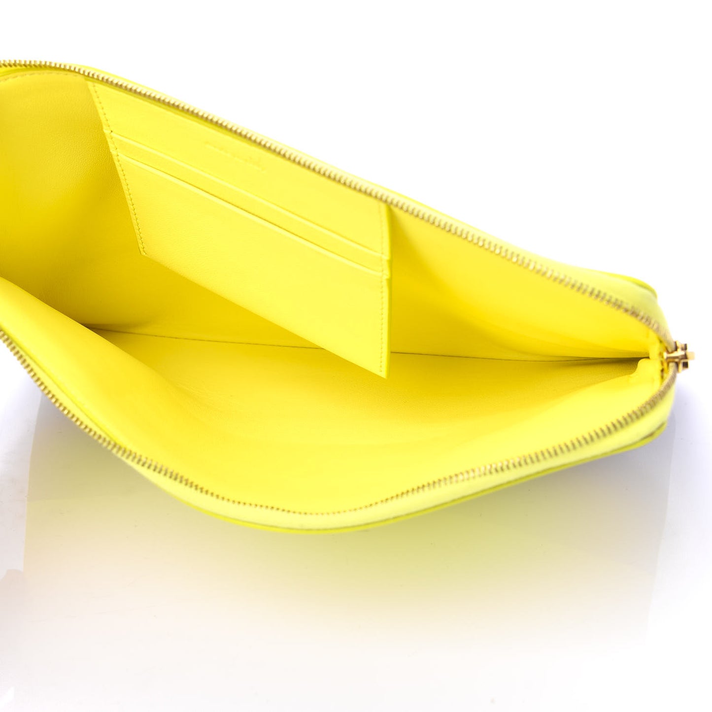 Lambskin Bi-Color Solo Clutch Pouch Fluo Yellow Grey