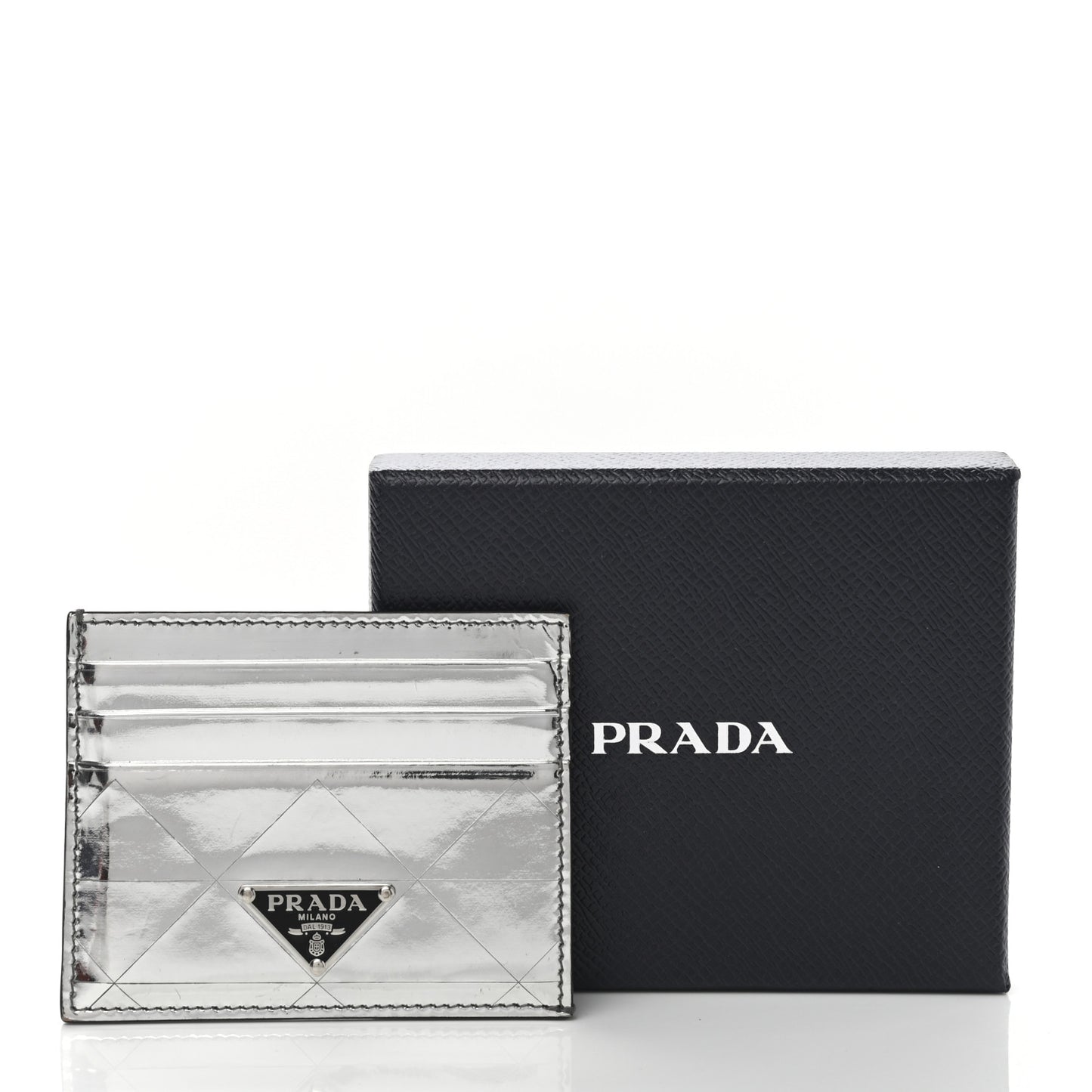Spazzolato Triangle Patterned Card Holder Argento