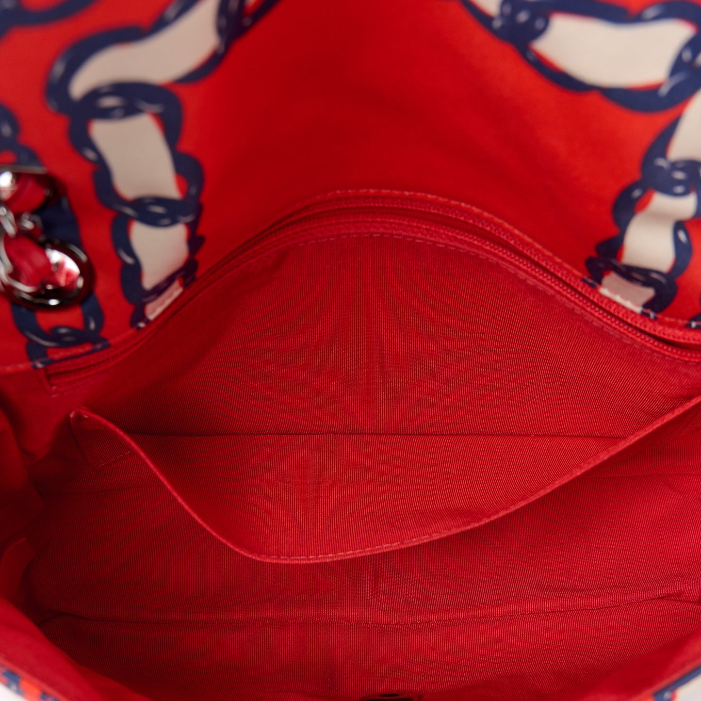 Silk Chain Printed Medium Single Flap Red