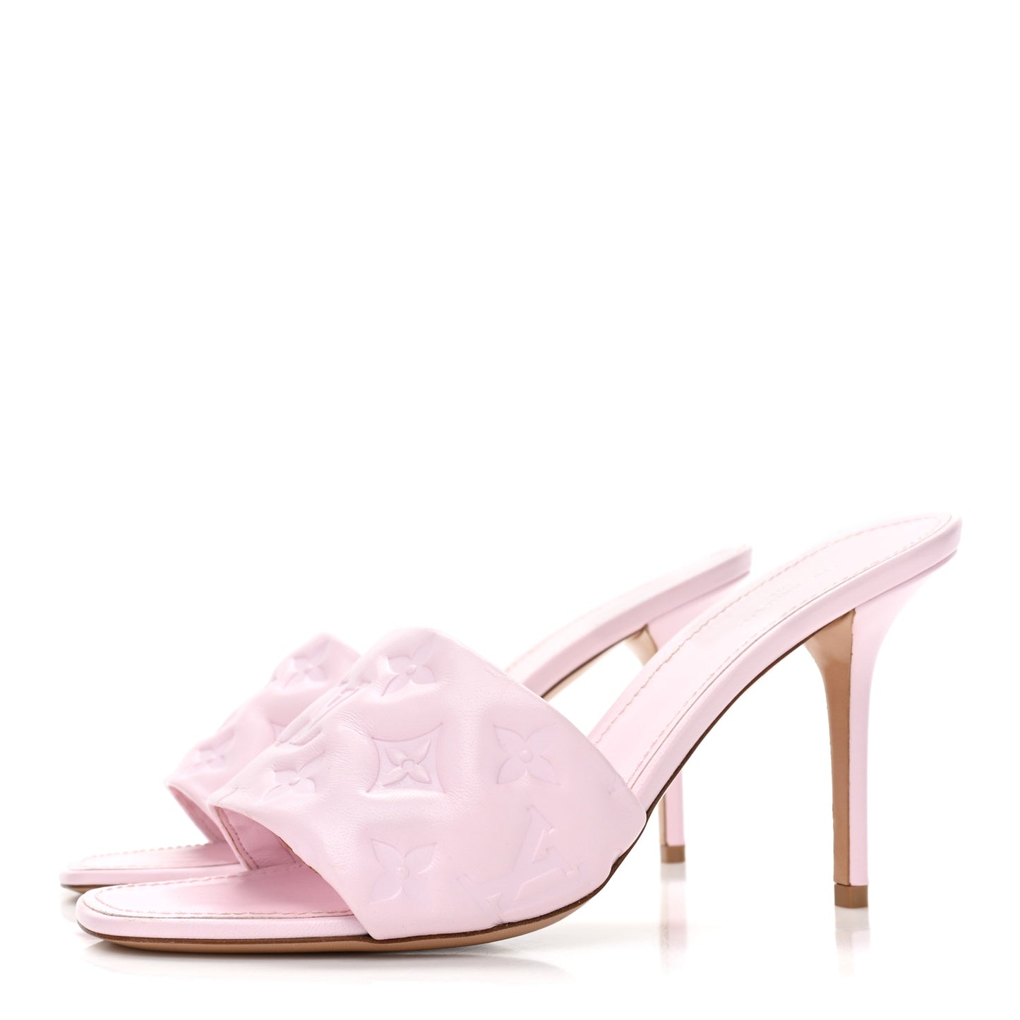 Lambskin Embossed Monogram Revival 95mm Mules 40 Rose Claire