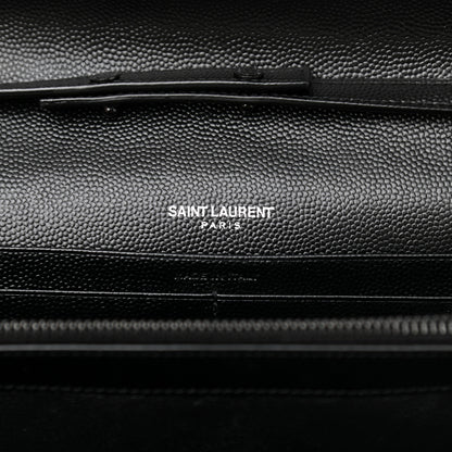 Saint Laurent Grain De Poudre Matelasse Chevron Monogram Monochrome Chain Wallet Black 8 of 10