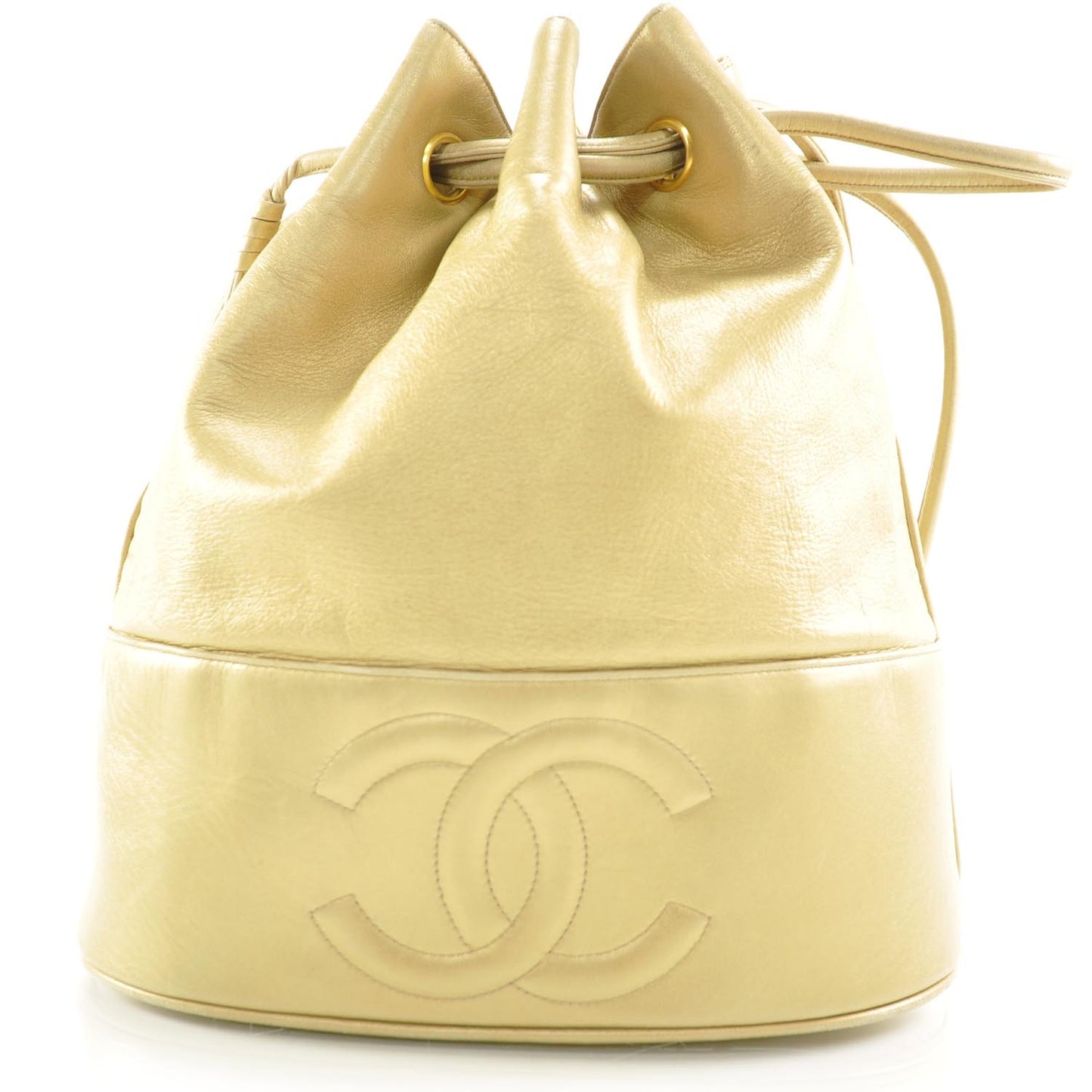 Lambskin CC Drawstring Bag Gold