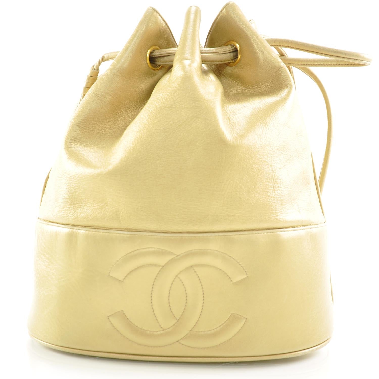 Chanel Lambskin CC Drawstring Bag Gold 1 of 9