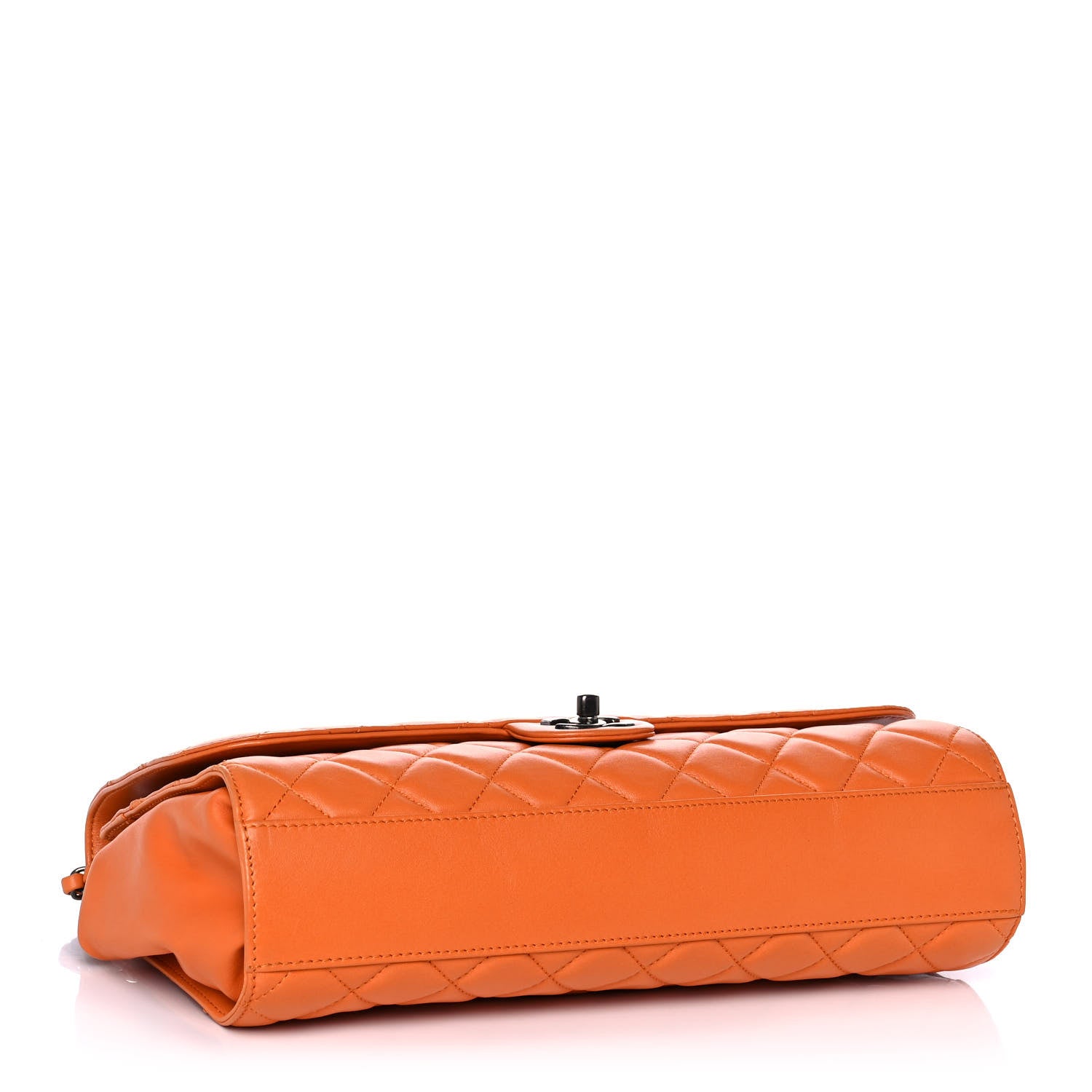 Chanel Lambskin Quilted Jumbo Grocery By Chanel Drawstring Shopping Bag Orange 5 of 16