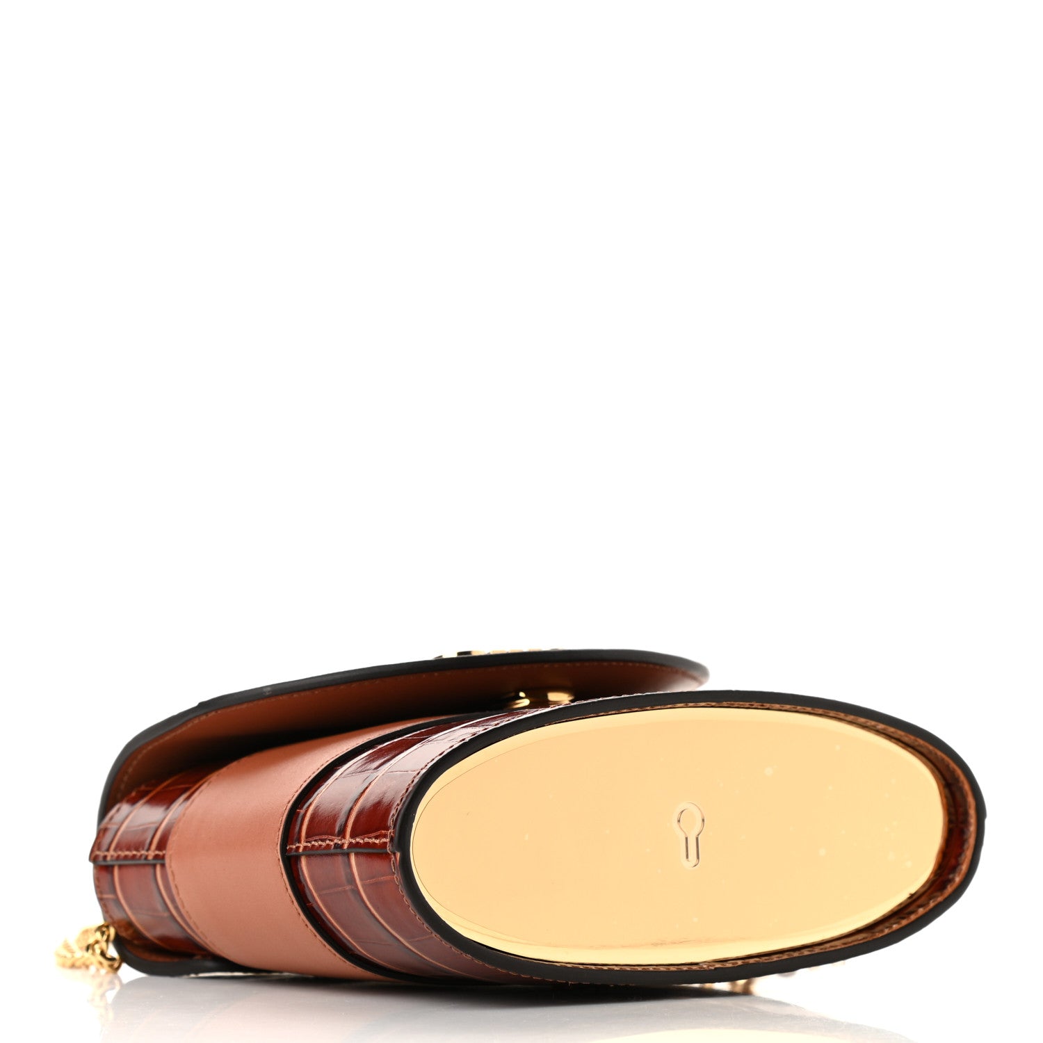 Chloe Calfskin Crocodile Embossed Small Aby Lock Chestnut Brown 4 of 10