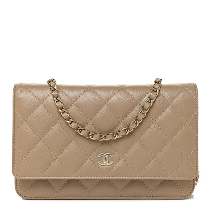 Chanel Caviar Quilted Wallet On Chain WOC Beige 1 of 13