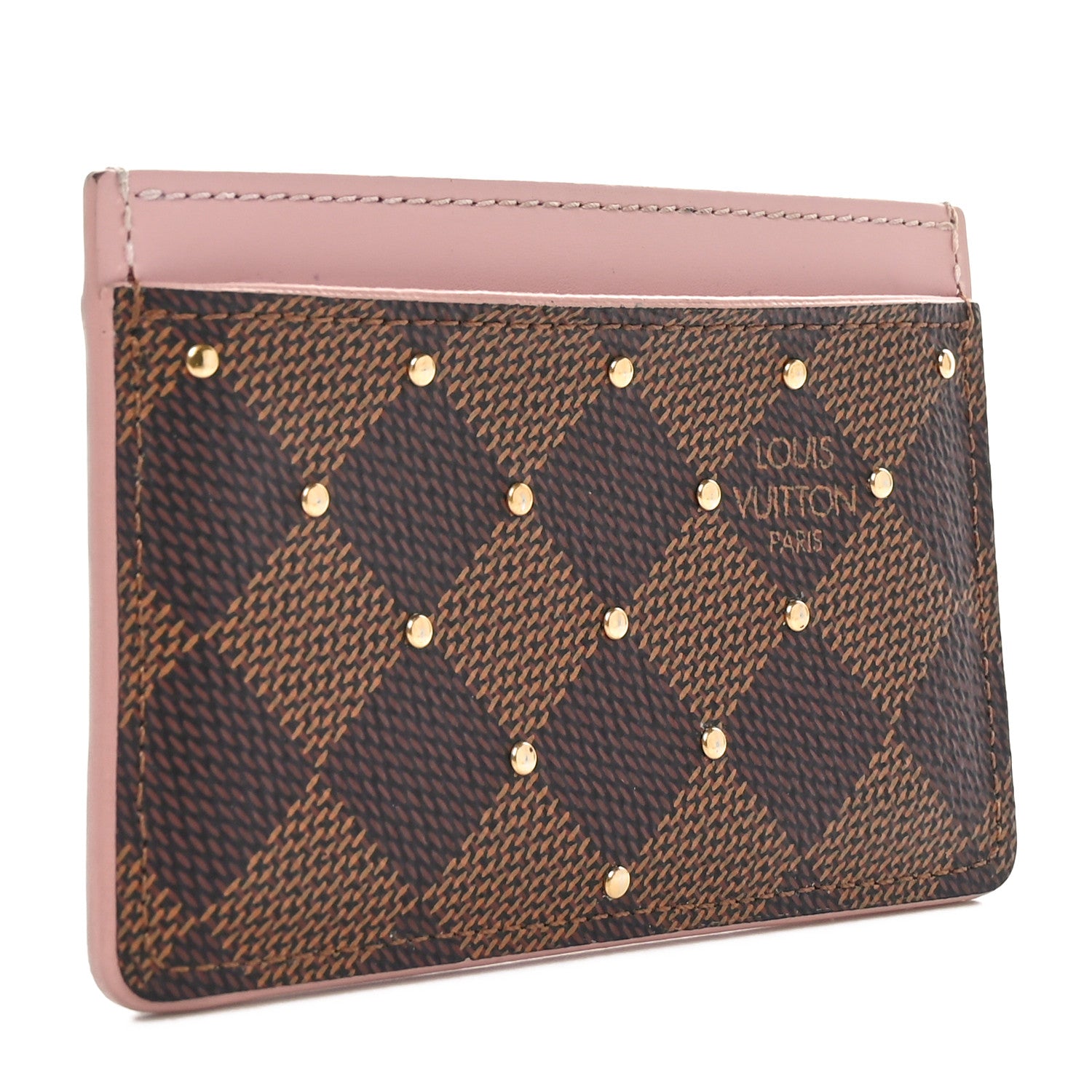 Louis Vuitton Damier Ebene Studded Card Holder Rose Ballerine 3 of 8