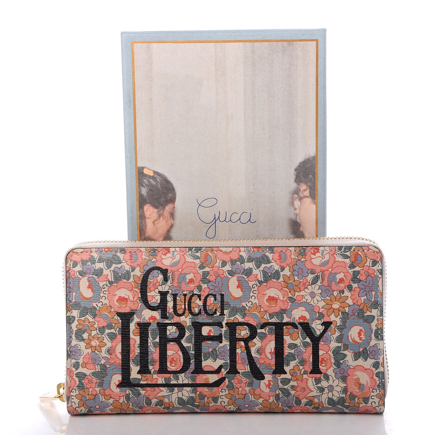 X LIBERTY OF LONDON Calfskin Infinity Abbey Zip Around Wallet Perfect Pink Ivory