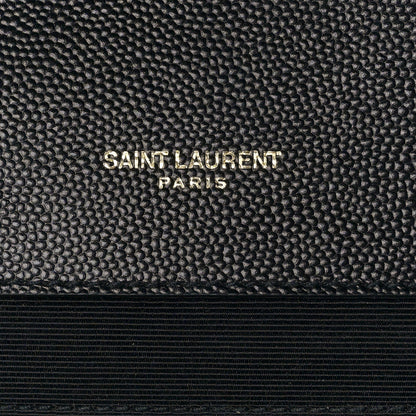 Saint Laurent Grain De Poudre Textured Mixed Matelasse Large Triquilt Monogram Satchel Black 6 of 9