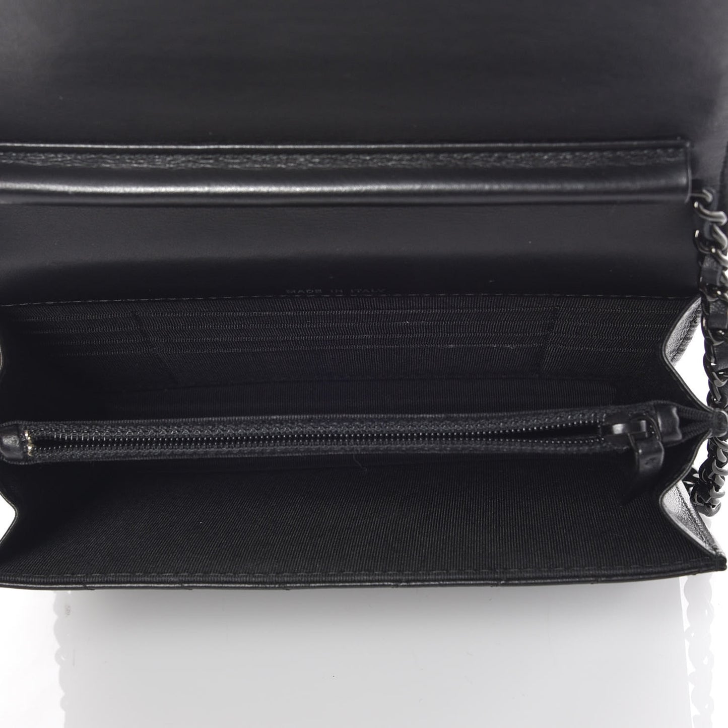 Aged Calfskin Chevron Quilted Reissue 2.55 Square Wallet On Chain WOC So Black