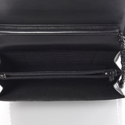 Chanel Aged Calfskin Chevron Quilted Reissue 2.55 Square Wallet On Chain WOC So Black 7 of 10