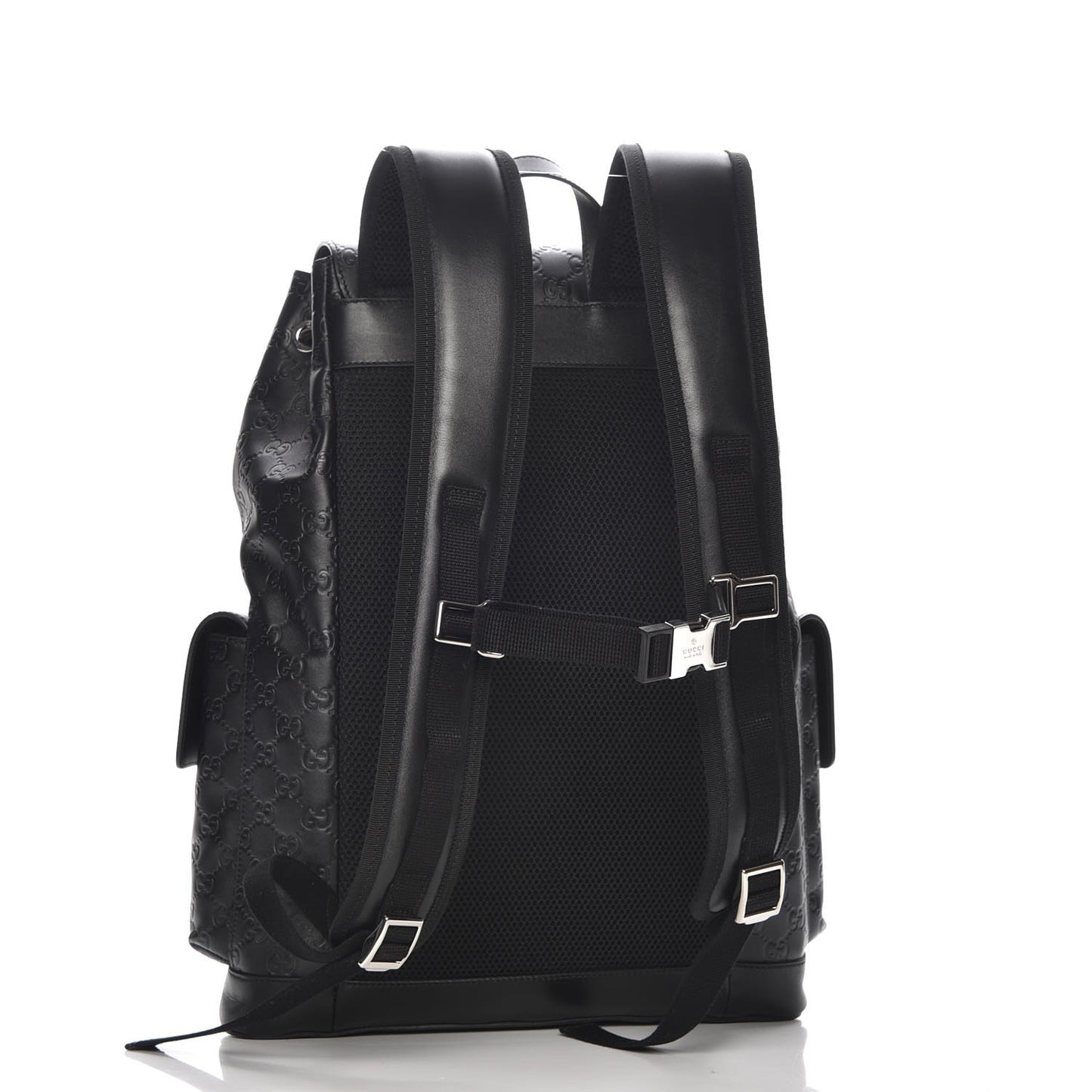 Guccissima Signature Double Buckle Backpack Black