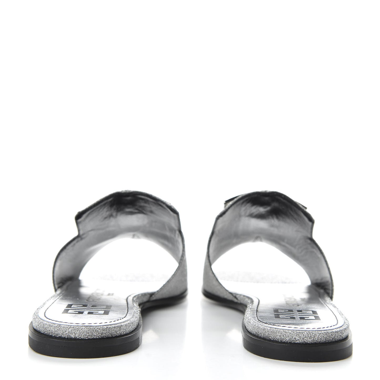 Glitter Embellished Calfskin 4G Flat Sandals 36.5 Silver