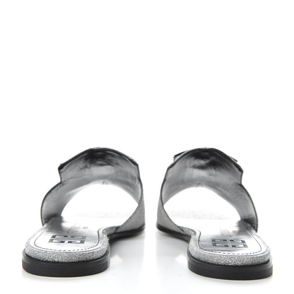 Givenchy Glitter Embellished Calfskin 4G Flat Sandals 36.5 Silver 6 of 10