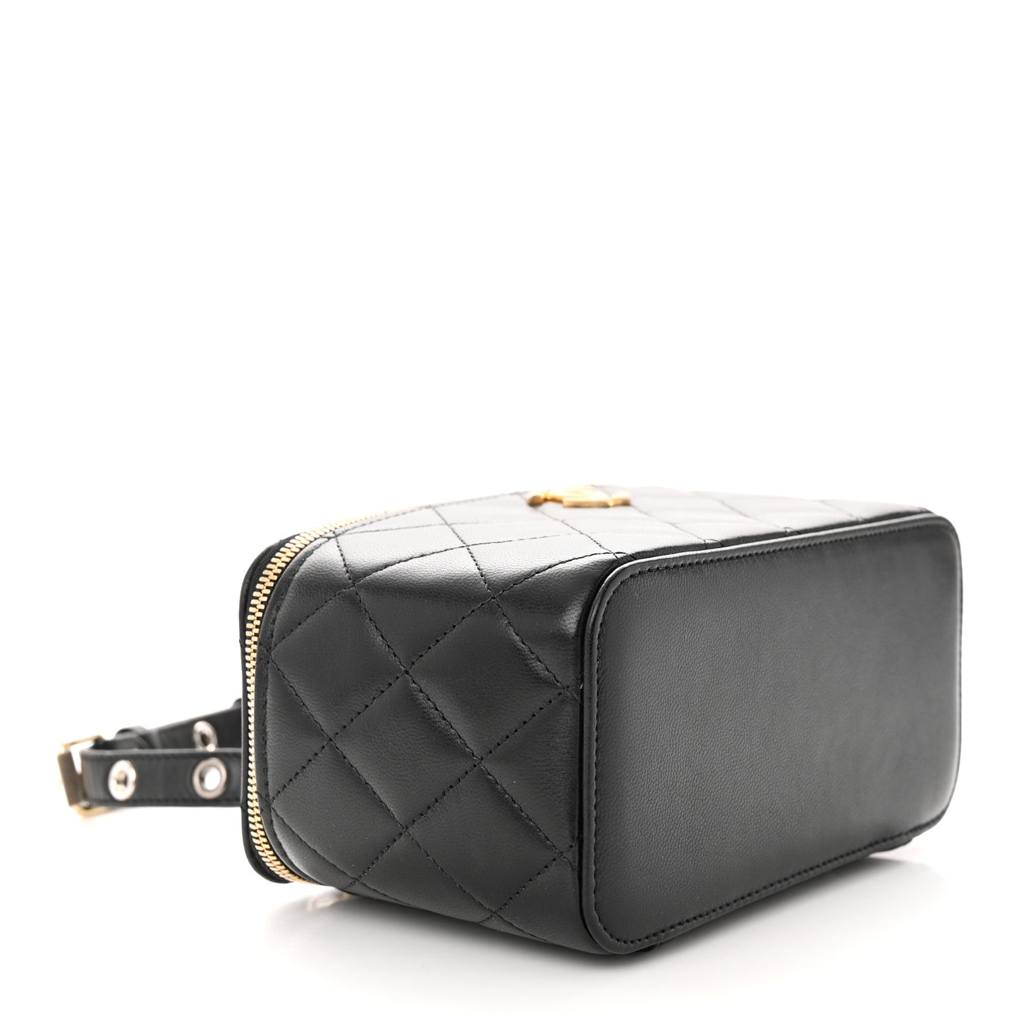 Goatskin Quilted Punk Essentials Vanity Case With Chain Black