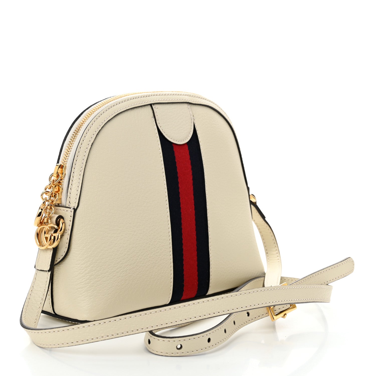 Gucci Textured Dollar Calfskin Web Small Ophidia Dome Shoulder Bag Mystic White 3 of 10