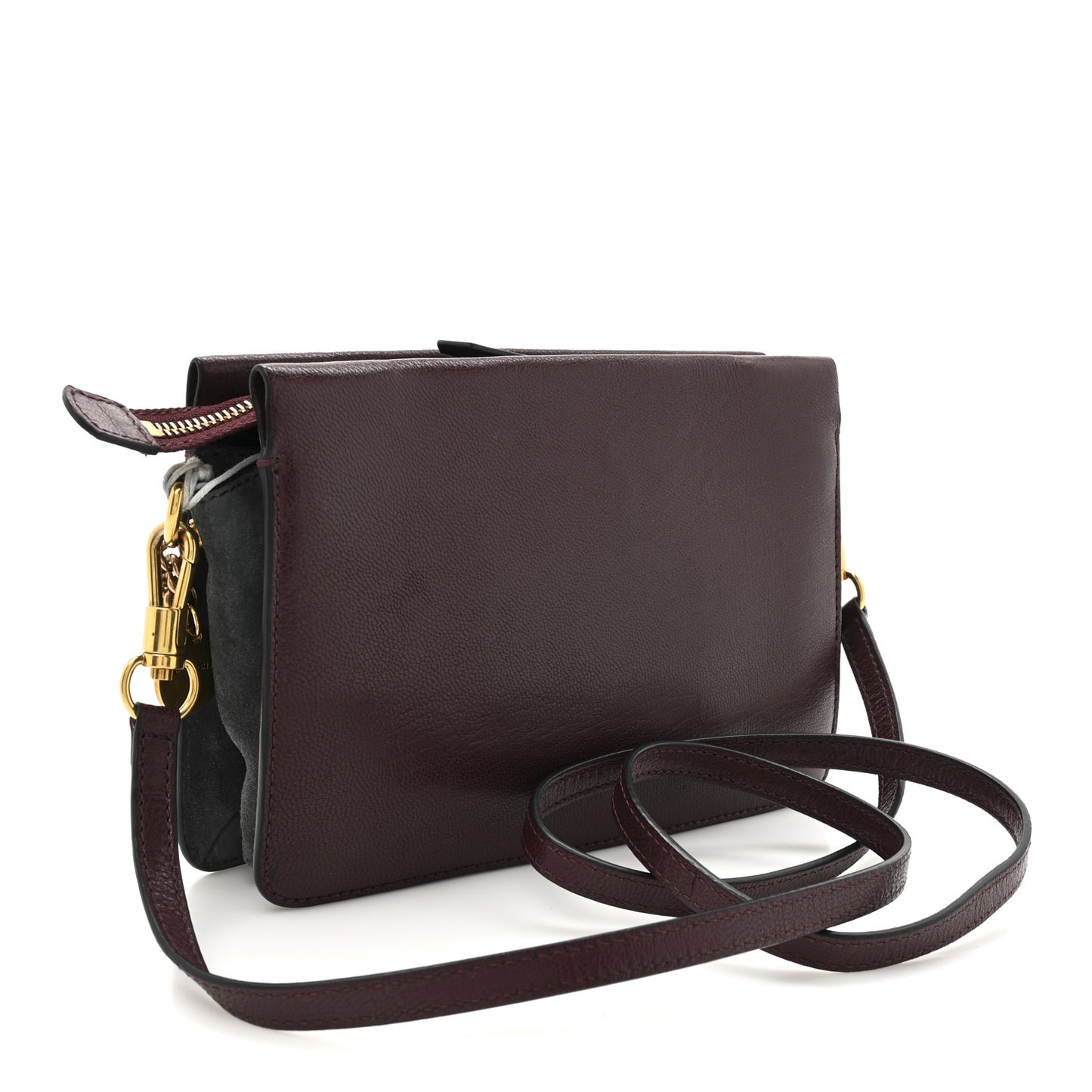 Goatskin Suede Cross 3 Crossbody Bag Aubergine Grey