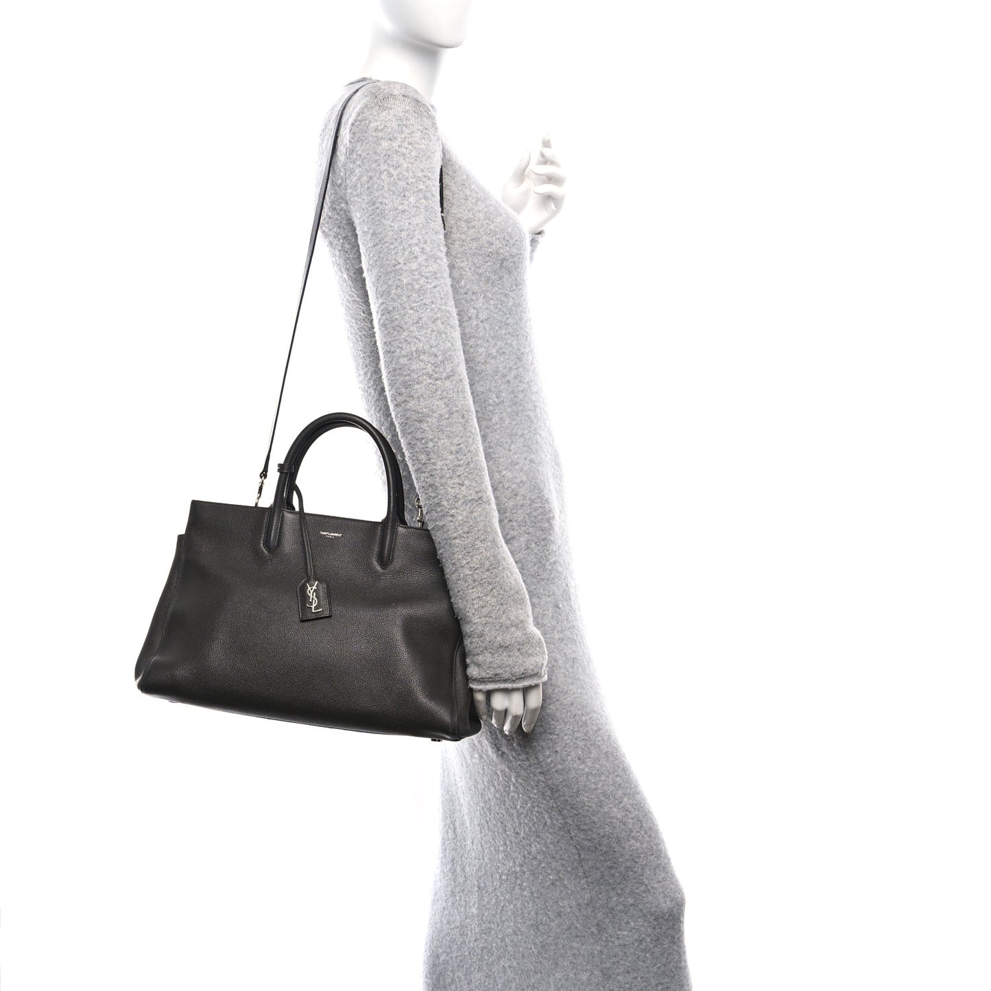 Grained Calfskin Medium Cabas Rive Gauche Coal