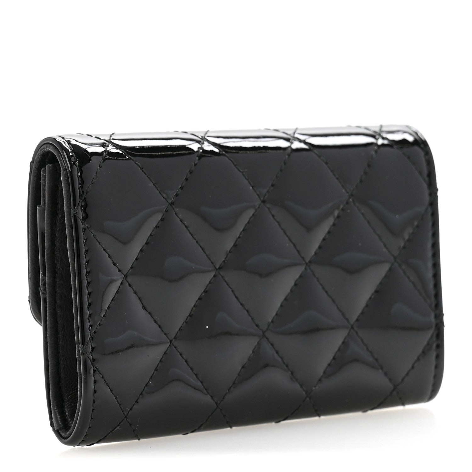 Chanel Patent Quilted Flap Card Holder Black 3 of 11