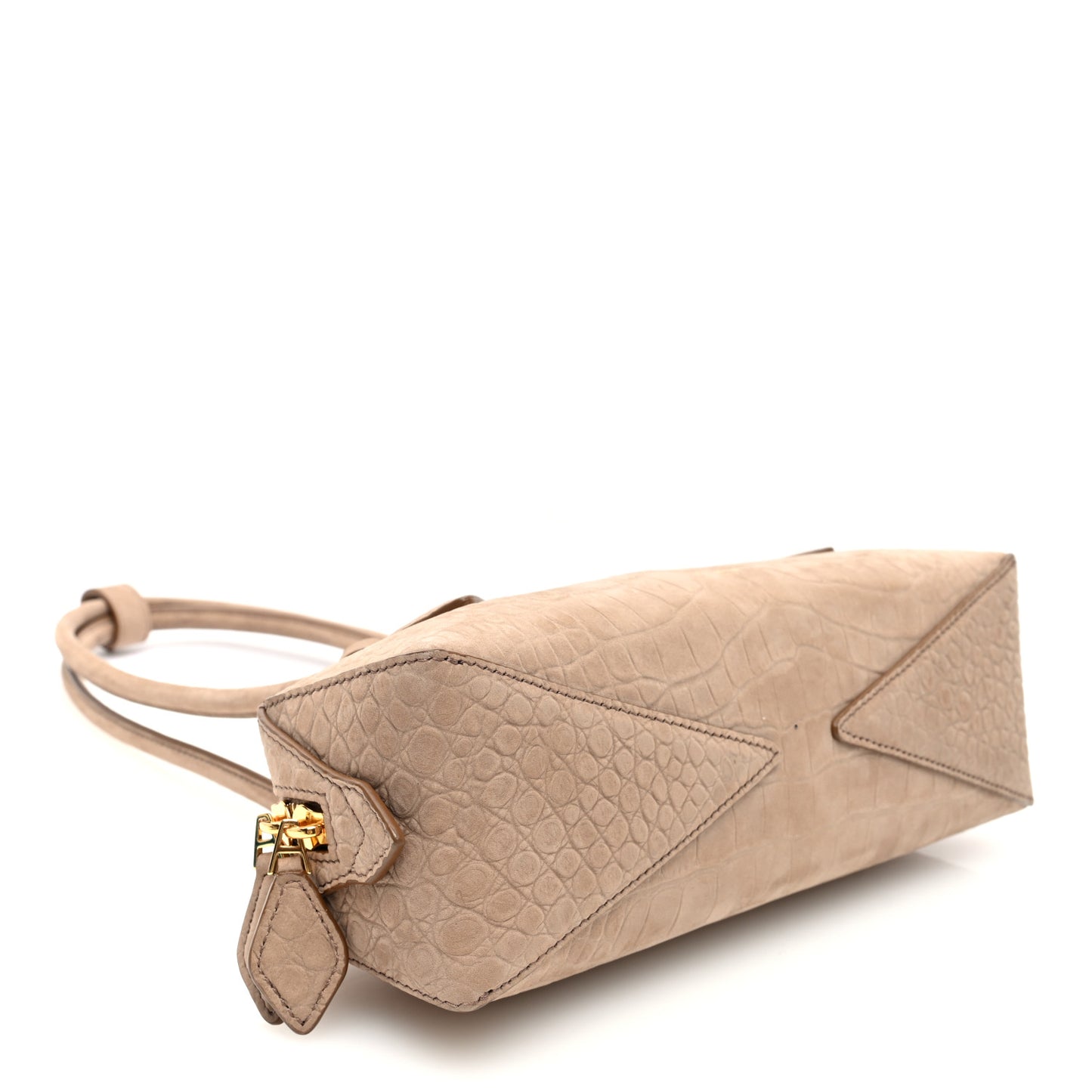 Nubuck Crocodile Embossed Small Le Teckel Bag Grege