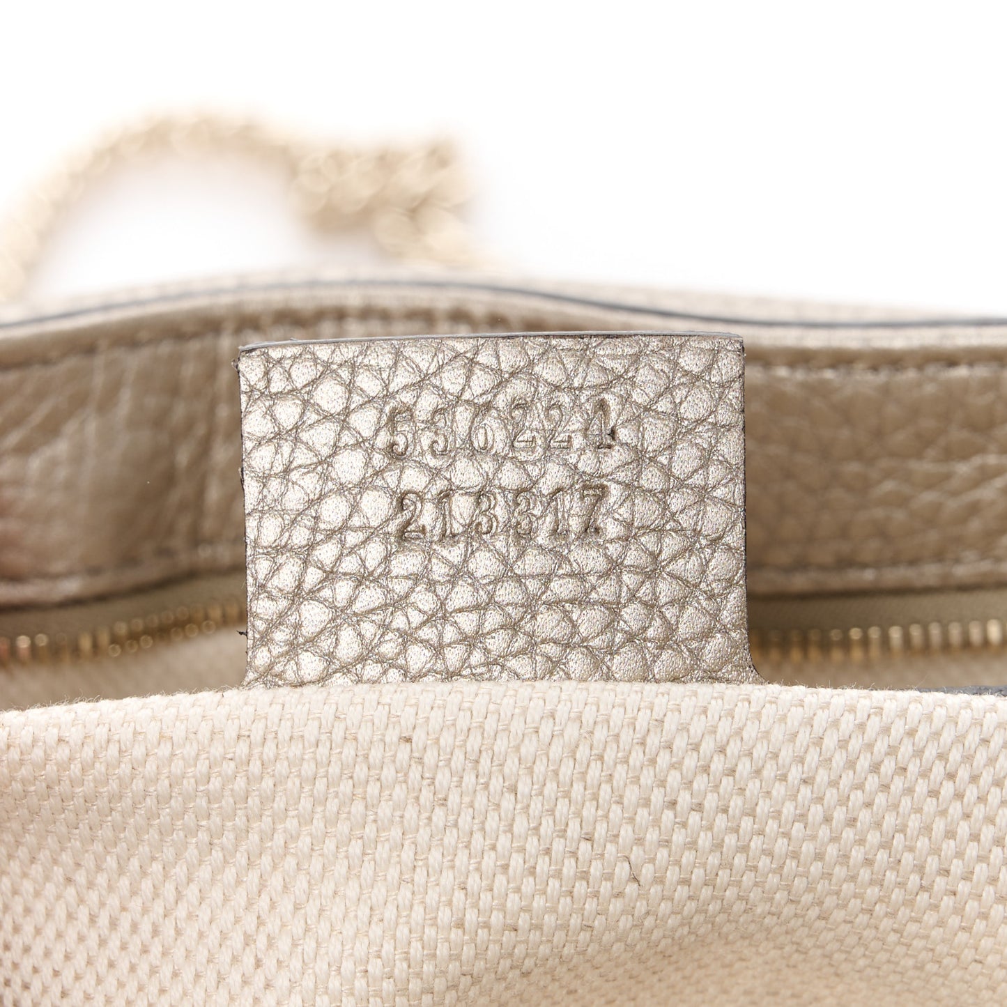 Metallic Pebbled Calfskin Medium Soho Flap Crossbody Golden Beige