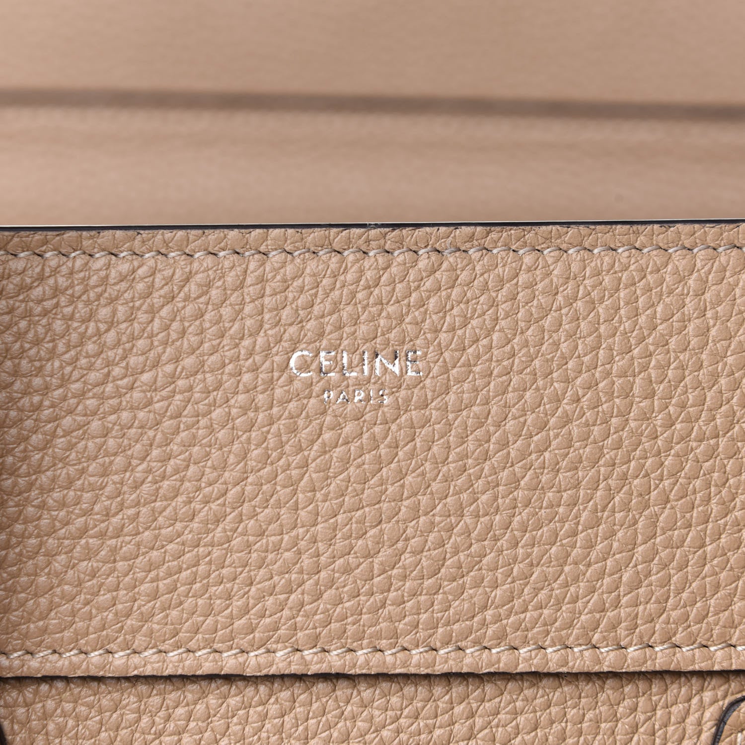 Celine Drummed Calfskin Mini Luggage Dune 6 of 11