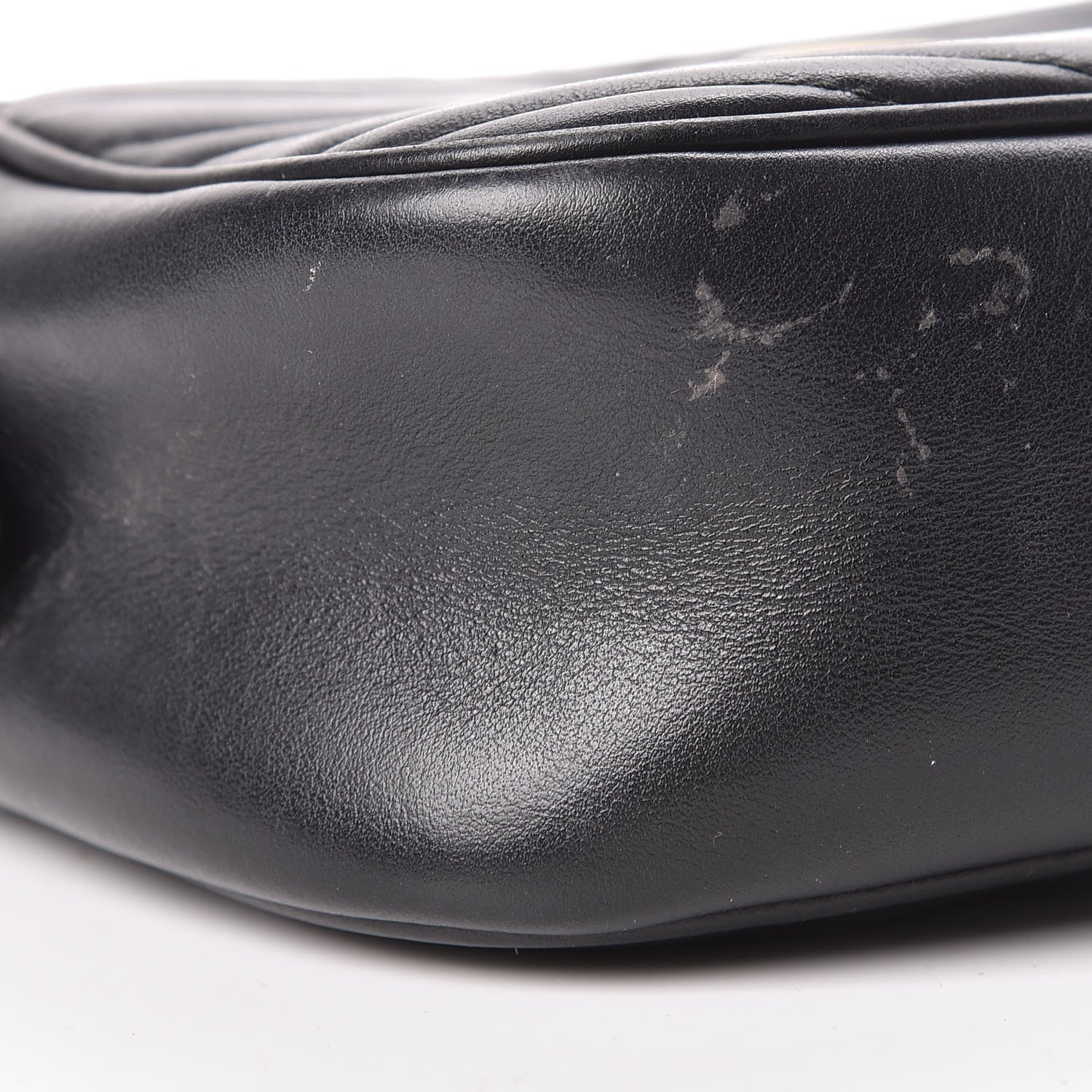 Gucci Calfskin Matelasse Small GG Marmont Chain Shoulder Bag Black 9 of 12