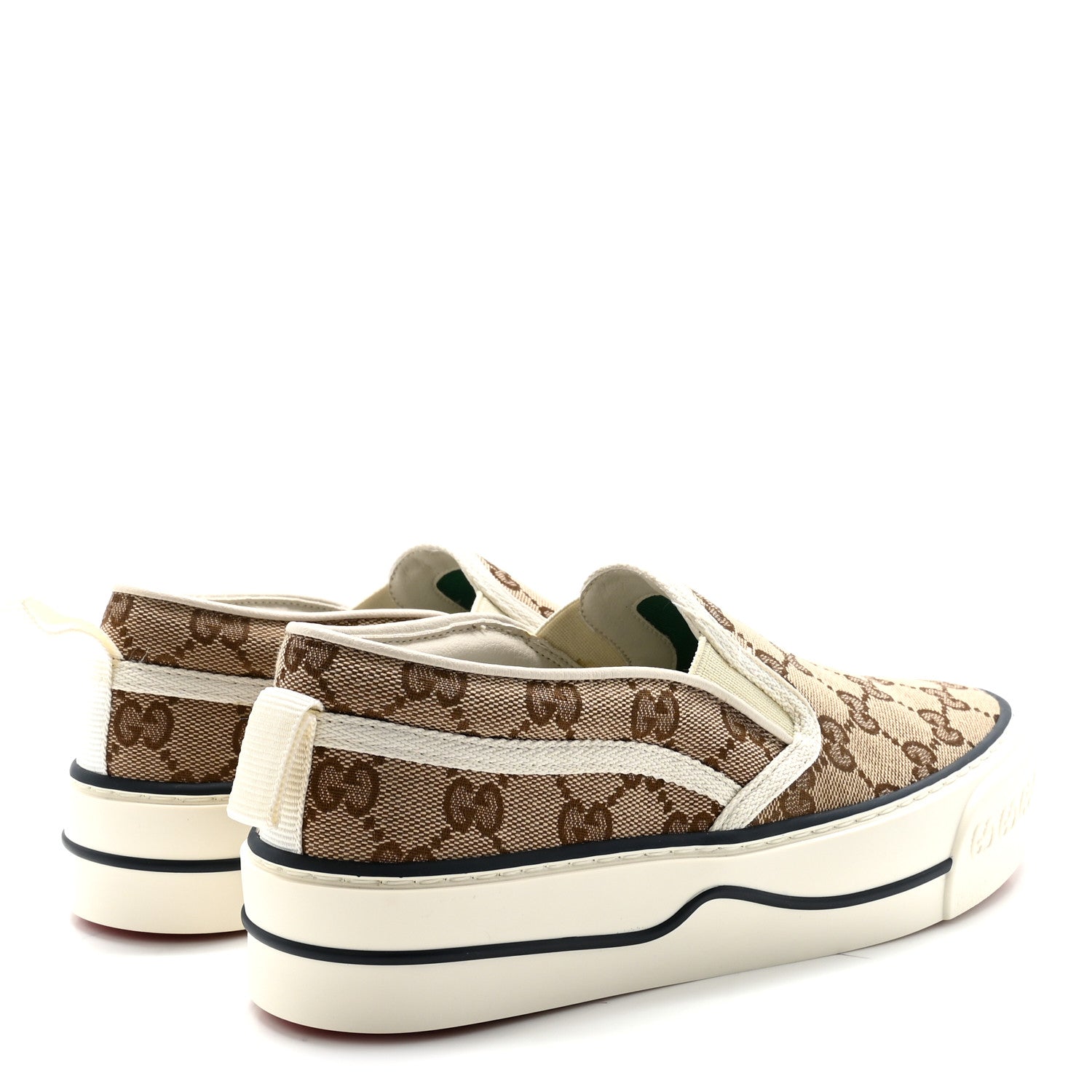 Gucci GG Monogram Womens 1977 Tennis Slip On 30mm Sneakers 36 Beige Ebony Mystic White 5 of 9