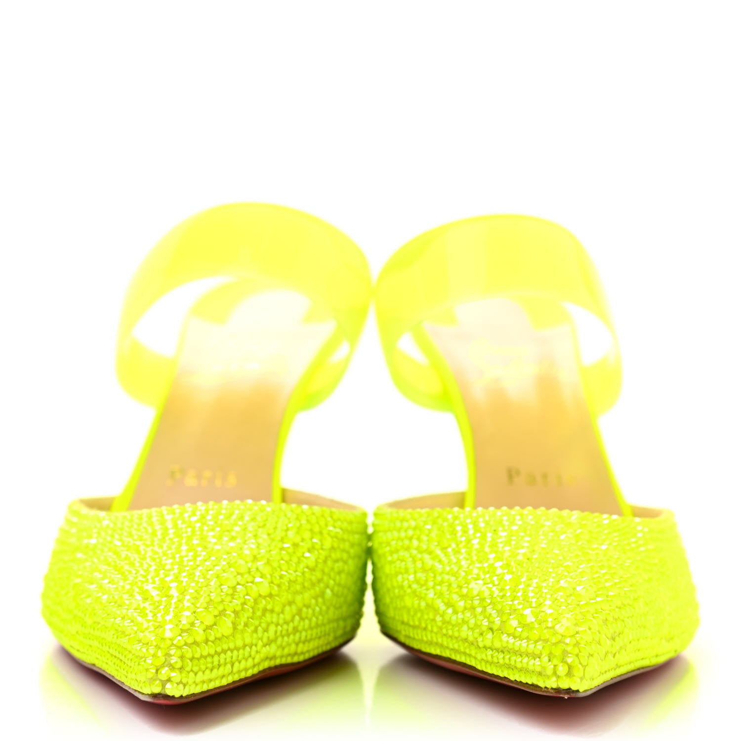 Christian Louboutin Suede PVC Fluo Matt Choc PVC Strass 80 Pumps 40 Sulfure 2 of 8