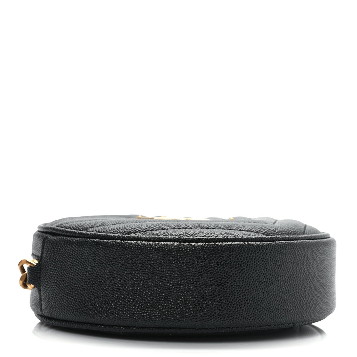 Grain De Poudre Matelasse Chevron Quilted Round Vinyle Camera Bag Black