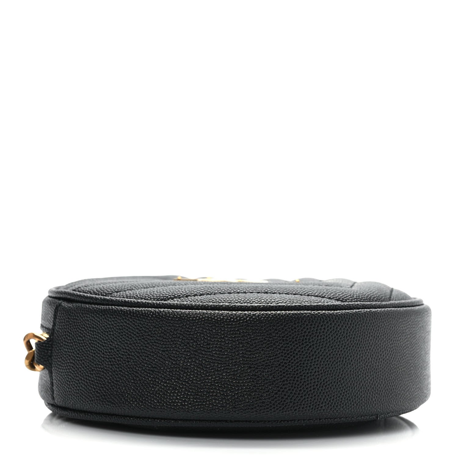 Saint Laurent Grain De Poudre Matelasse Chevron Quilted Round Vinyle Camera Bag Black 4 of 10