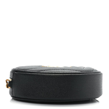 Saint Laurent Grain De Poudre Matelasse Chevron Quilted Round Vinyle Camera Bag Black 4 of 10